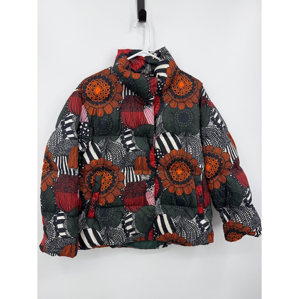 Uniqlo Marimekko Ultra Light Down Puffer Jacket sz XS Multicolor Floral Print